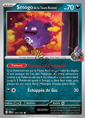 Carte Pokémon Smogo de la Team Rocket  Reverse n°125 de la série Rivalités Destinées