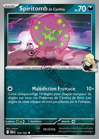 Carte Pokémon Spiritomb de Cynthia  Reverse n°129 de la série Rivalités Destinées