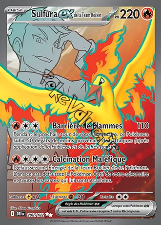 Carte Pokémon Sulfura ex de la Team Rocket  n°208 de la série Rivalités Destinées