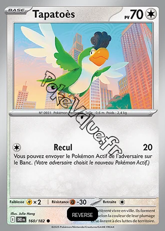 Carte Pokémon Tapatoès  Reverse n°160 de la série Rivalités Destinées