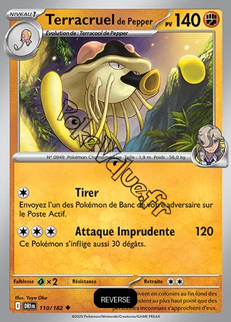 Carte Pokémon Terracruel de Pepper  Reverse n°110 de la série Rivalités Destinées