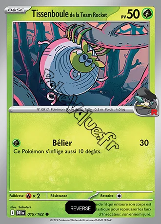 Carte Pokémon Tissenboule de la Team Rocket  Reverse n°019 de la série Rivalités Destinées