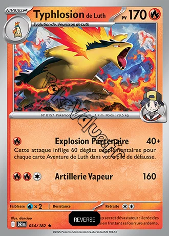 Carte Pokémon Typhlosion de Luth  Reverse n°034 de la série Rivalités Destinées