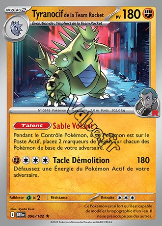 Carte Pokémon Tyranocif de la Team Rocket  n°096 de la série Rivalités Destinées