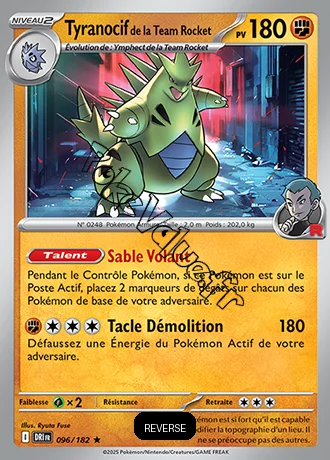 Carte Pokémon Tyranocif de la Team Rocket  Reverse n°096 de la série Rivalités Destinées