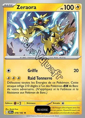 Carte Pokémon Zeraora  Reverse n°078 de la série Rivalités Destinées