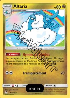 Carte Pokémon Altaria  Reverse n°40 de la série Majesté des Dragons