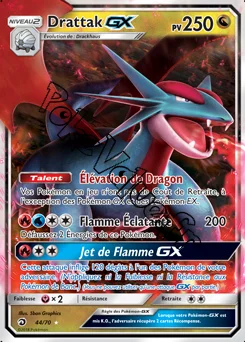 Carte Pokémon Drattak GX n°44 de la série Majesté des Dragons