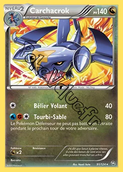 Carte Pokémon Carchacrok n°91 de la série Dragons Exaltés