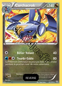Carte Pokémon Carchacrok Reverse n°91 de la série Dragons Exaltés