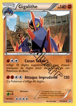 Carte Pokémon Gigalithe n°67 de la série Dragons Exaltés