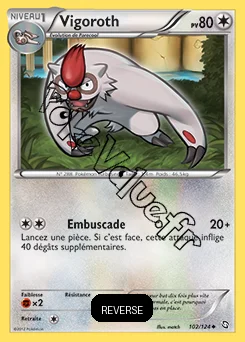 Carte Pokémon Vigoroth  Reverse n°102 de la série Dragons Exaltés