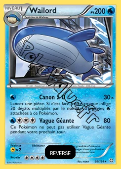 Carte Pokémon Wailord  Reverse n°26 de la série Dragons Exaltés