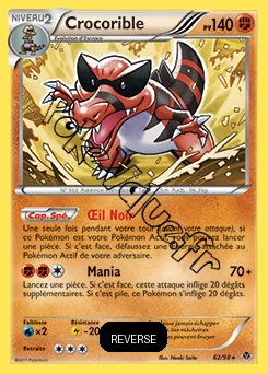 Carte Pokémon Crocorible Reverse n°62 de la série Pouvoirs Émergents