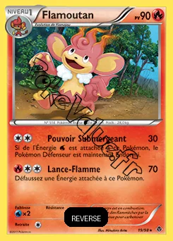 Carte Pokémon Flamoutan Reverse n°19 de la série Pouvoirs Émergents