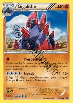 Carte Pokémon Gigalithe n°53 de la série Pouvoirs Émergents
