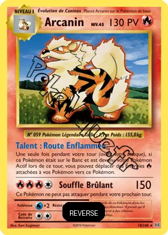 Carte Pokémon Arcanine  Reverse n°18 de la série Évolutions