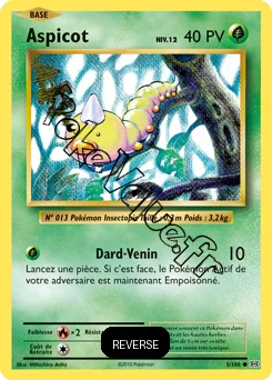 Carte Pokémon Aspicot  Reverse n°5 de la série Évolutions
