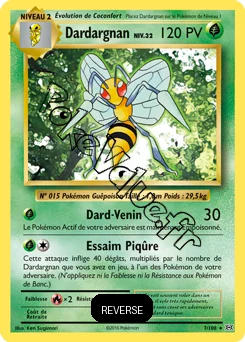 Carte Pokémon Beedrill  Reverse n°7 de la série Évolutions