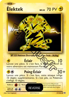 Carte Pokémon Élektek  Reverse n°41 de la série Évolutions