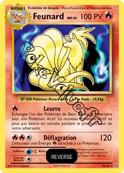 Carte Pokémon Feunard  Reverse n°15 de la série Évolutions