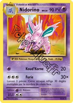 Carte Pokémon Nidorino  n°44 de la série Évolutions