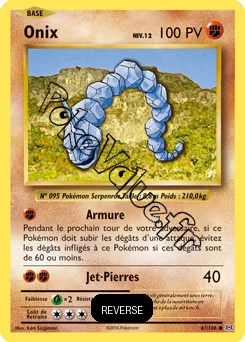 Carte Pokémon Onix  Reverse n°61 de la série Évolutions