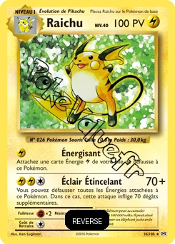 Carte Pokémon Raichu  Reverse n°36 de la série Évolutions