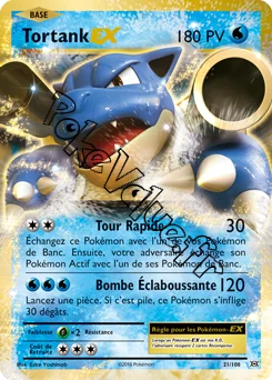 Carte Pokémon Tortank EX  n°21 de la série Évolutions