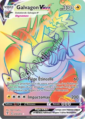 Carte Pokémon Galvagon VMAX  n°210 de la série Évolution Céleste