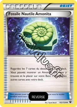 Carte Pokémon Fossile Nautile Amonita Reverse n°102 de la série Impact des destins