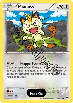Carte Pokémon Meowth  Reverse n°74 de la série Impact des destins