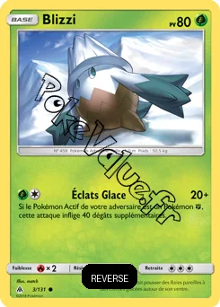 Carte Pokémon Blizzi  Reverse n°3 de la série Lumière Interdite