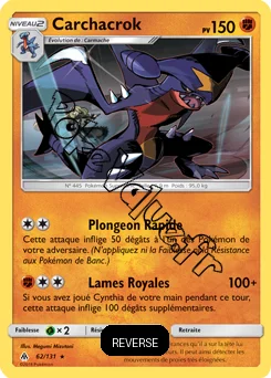 Carte Pokémon Carchacrok Reverse n°62 de la série Lumière Interdite