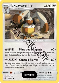 Carte Pokémon Excavarenne Reverse n°98 de la série Lumière Interdite