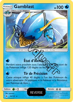 Carte Pokémon Gamblast Reverse n°26 de la série Lumière Interdite