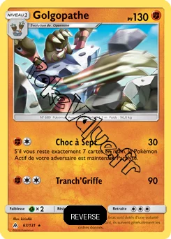 Carte Pokémon Golgopathe Reverse n°67 de la série Lumière Interdite