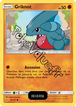 Carte Pokémon Griknot  Reverse n°60 de la série Lumière Interdite