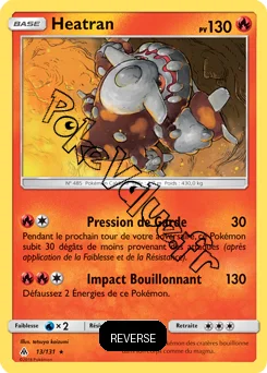 Carte Pokémon Heatran  Reverse n°13 de la série Lumière Interdite