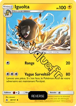 Carte Pokémon Iguolta Reverse n°38 de la série Lumière Interdite