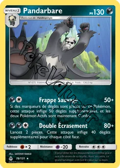 Carte Pokémon Pandarbare n°78 de la série Lumière Interdite