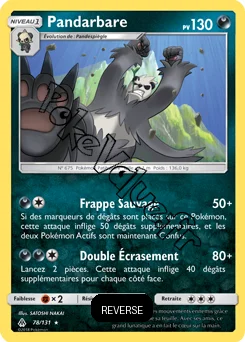 Carte Pokémon Pandarbare Reverse n°78 de la série Lumière Interdite