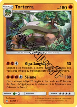 Carte Pokémon Torterra  n°58 de la série Lumière Interdite