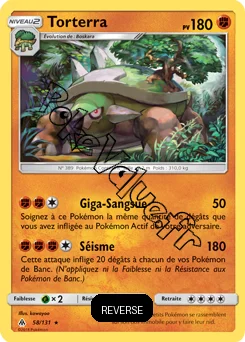 Carte Pokémon Torterra  Reverse n°58 de la série Lumière Interdite
