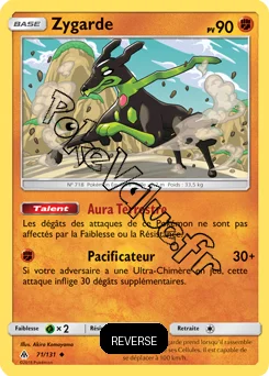 Carte Pokémon Zygarde  Reverse n°71 de la série Lumière Interdite