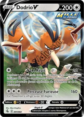 Carte Pokémon Dodrio V  n°201 de la série Poing de Fusion