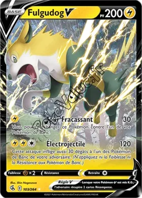 Carte Pokémon Fulgudog V  n°103 de la série Poing de Fusion