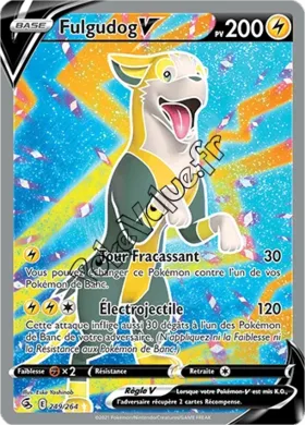 Carte Pokémon Fulgudog V  n°249 de la série Poing de Fusion