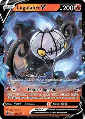 Carte Pokémon Lugulabre V  n°039 de la série Poing de Fusion