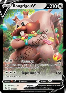 Carte Pokémon Rongrigou V  n°217 de la série Poing de Fusion